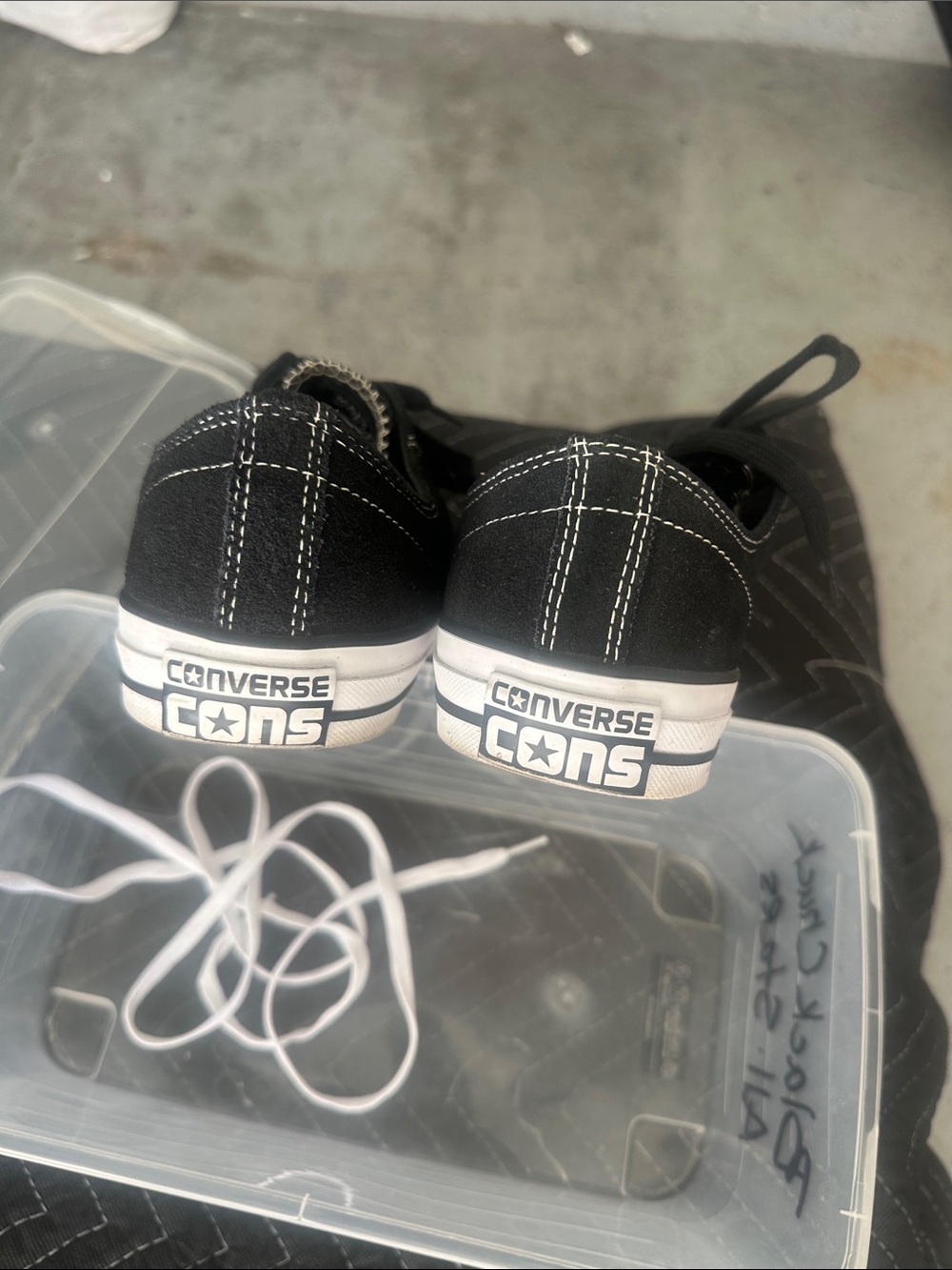 Converse Black Canvas Low-Top Sneakers with White Toe Cap - Picture 3 of 5